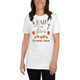 Fall For Jesus He Never Leaves Short-Sleeve Unisex T-Shirt - Jesus Tshirt - Autumn Christian Shirt