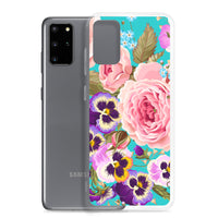 Samsung Case Case Flowers / Phone Case / Samsung Cover / Roses Pansies / Pink Teal Purple Yellow