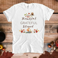 Thankful Grateful Blessed Short-Sleeve Unisex T-Shirt - Christian Tshirt - Autumn Fall Shirt