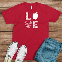 Teacher Love Short-Sleeve T-Shirt / Love Shirt / Teacher Shirt / Free Shipping / Apple Crayon Pencil Tee / Teacher Gift Idea
