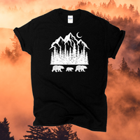 Outdoor TShirt / Mountains Forest Shirt / Bears Shirt / Adventure Shirt / Camping / Hiking / Free Shipping