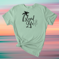 Island Life Shirt / Tropical Tshirt / Vacation Travel T-Shirt / Free Shipping / Palm Tree Starfish Sea Star / Fun in the Sun
