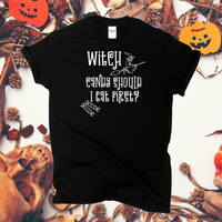 Halloween Tshirt / Witch Candy Should I Eat First Shirt / Fun & Funny Halloween Tee / Costume Tshirt / Free Shipping