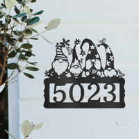 Gnome Address Sign- House Number Metal Sign- Housewarming Gift-Metal Home Décor- Free Shipping