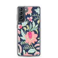 Flowery Samsung Case / Flowery Stitched Design Cover / Pink Navy Bloom Android Phone / Free Shipping
