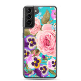 Samsung Case Case Flowers / Phone Case / Samsung Cover / Roses Pansies / Pink Teal Purple Yellow