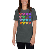 Hearts Short-Sleeve T-Shirt / Rainbow Hearts Tshirt / Fun Heart Shirt / Love Shirt / Free Shipping
