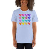 Hearts Short-Sleeve T-Shirt / Rainbow Hearts Shirt / Fun Heart Tshirt / Free Shipping / Love Shirt