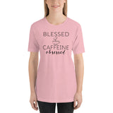 Blessed and Caffeine Obsessed Shirt / Faith Tshirt / Chocolate Tea Coffee Shirt / Free Shipping / Bless Motivation Inspiration